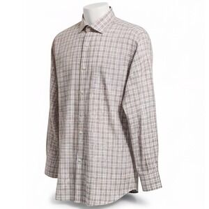 Proper Cloth Men's Slim Fit Long Sleeve Dress Shirt 16 Neck Plaid Cotton